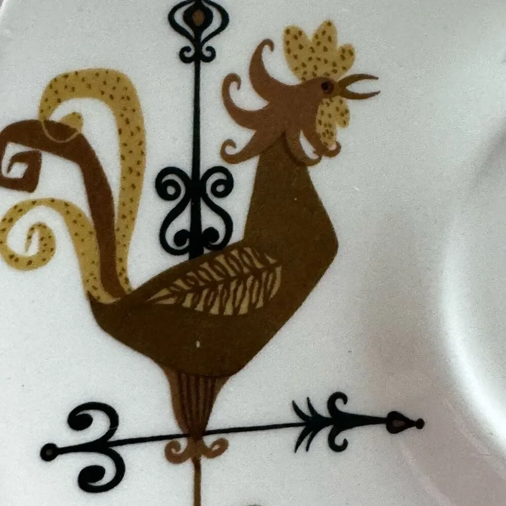 Edwin Knowles Weather Vane Pattern Bread Plates (2) MCM Farmhouse Style 1959